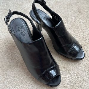 Black peep toe heels